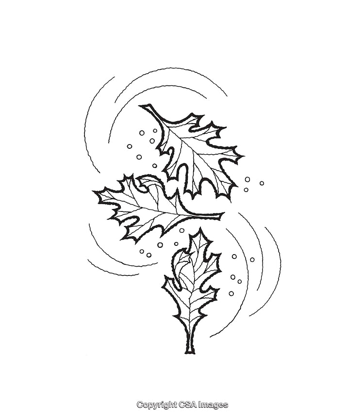 Black and White Line Art of Falling Autumn Leaves