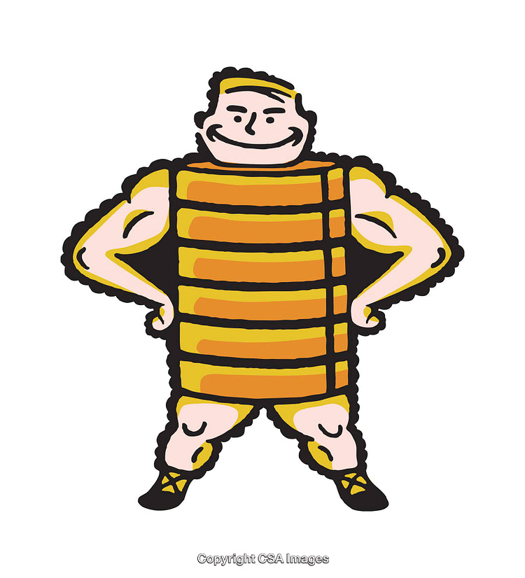 Cheerful Cartoon Character in Yellow Striped Costume Displaying Confidence