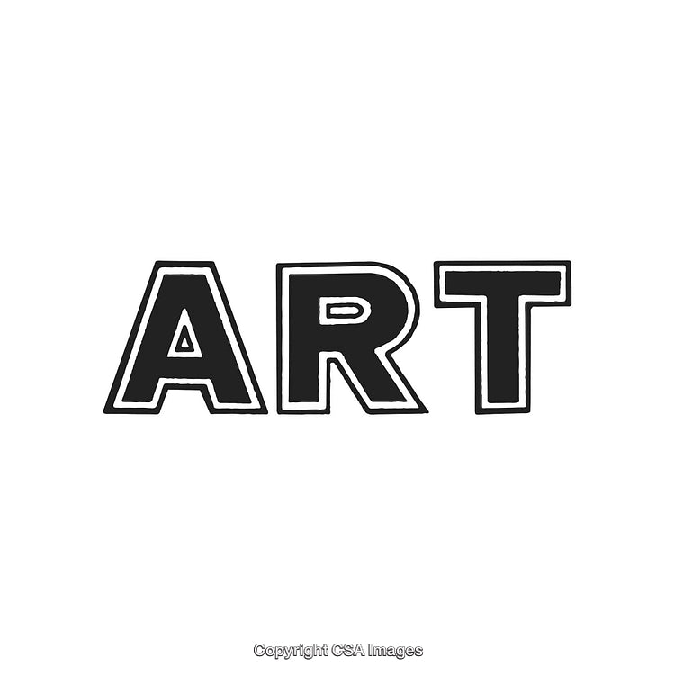 Black And White Text Illustration of the Word 'ART' in Bold Font