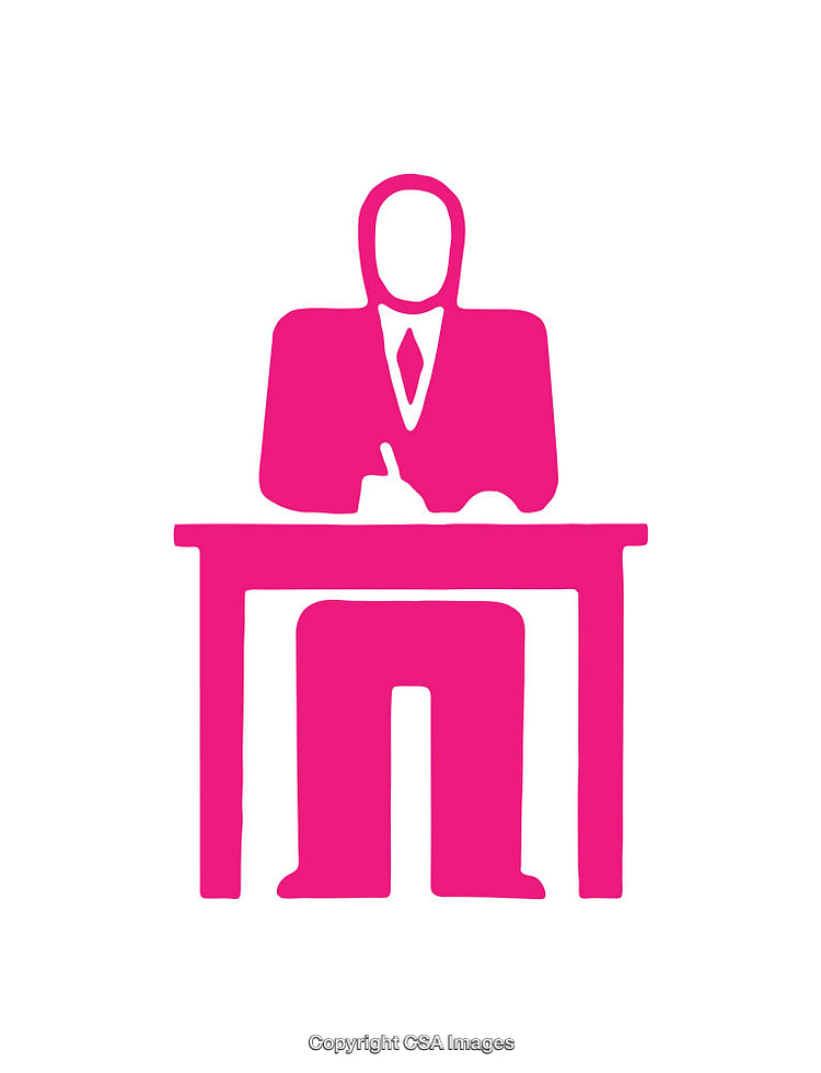 Minimalist Icon of Businessperson at a Desk in Vibrant Pink Hue