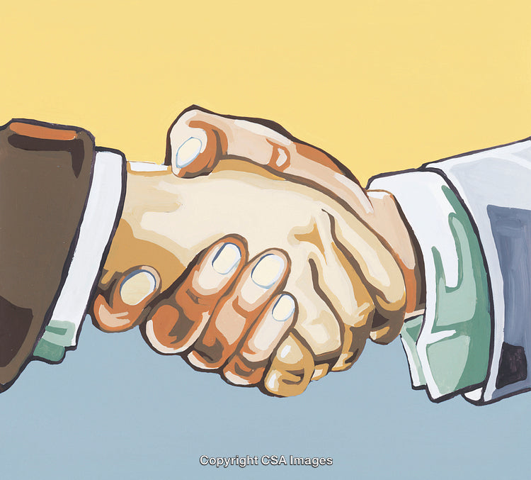 Professional Handshake Depicting Business Agreement in a Vibrant Painted Style