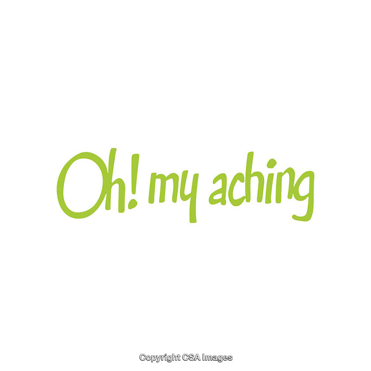 Playful Green Text Reading 'Oh! My Aching' on a White Background