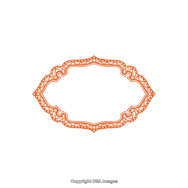 Intricate Ornamental Frame Design in Orange with Detailed Lattice Decorations