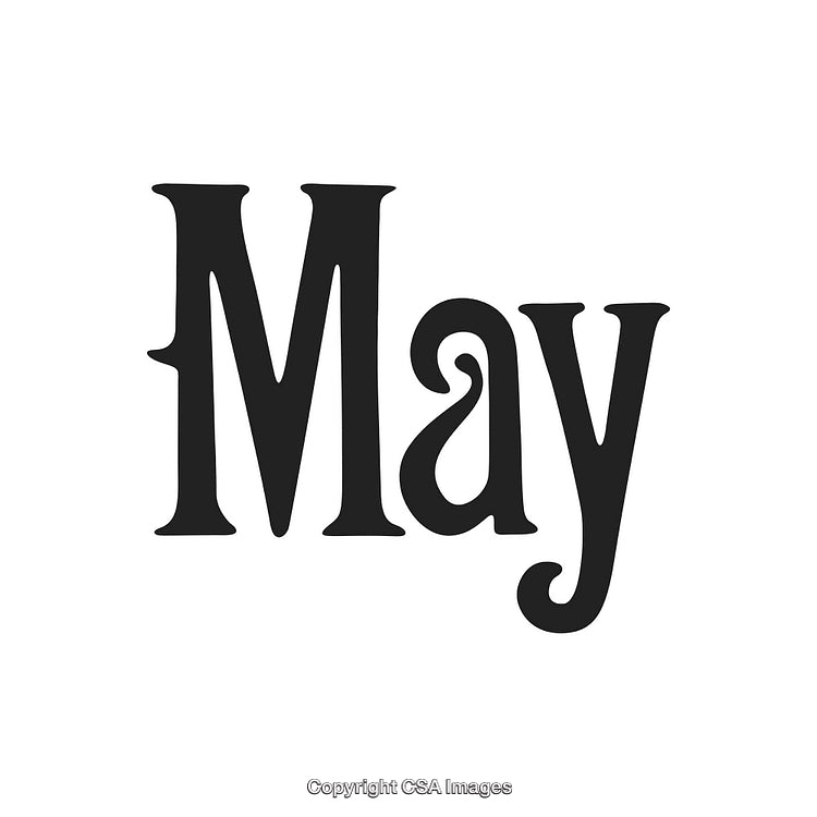 Stylized Typography Showcasing the Month May in Bold Serif Design