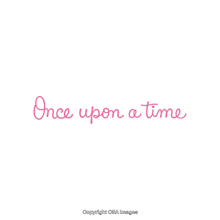 Once Upon a Time Text in Handwritten Pink Font on White Background