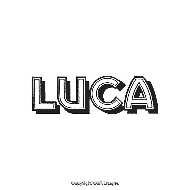 Decorative Text Art Featuring the Bold Word "LUCA" in Black and White Design
