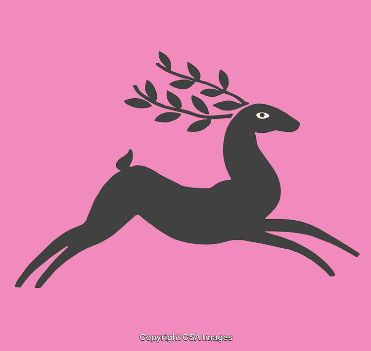 Elegant Silhouette of a Deer in Minimalist Style on Pink Background