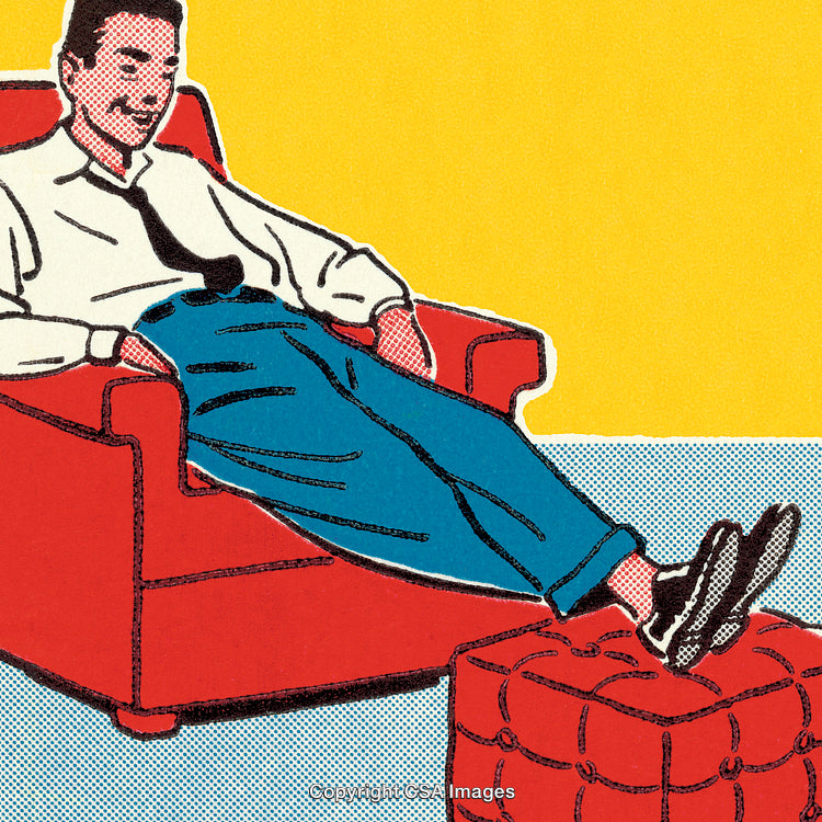 Vintage Style Pop Art of a Relaxed Man in a Comfortable Chair