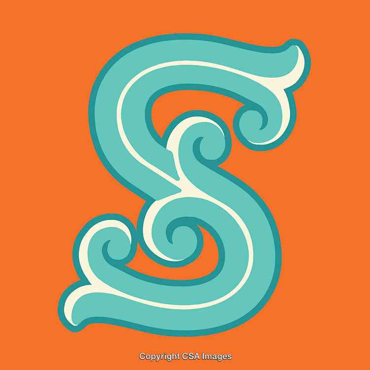 Illustration of Vintage Decorative Letter 'S' on Vibrant Background