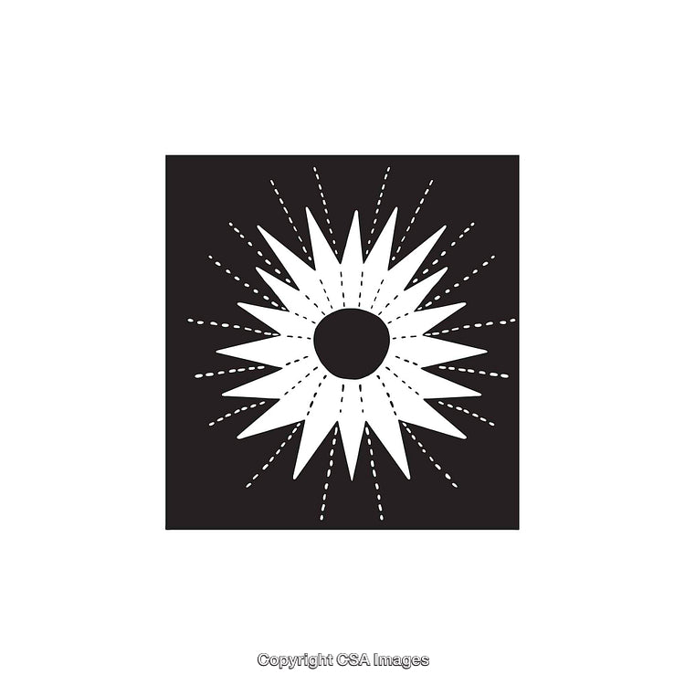 Black and White Starburst Shape Icon with Radiating Lines