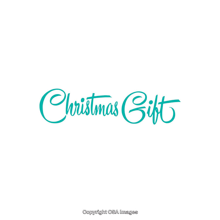 Elegant Mint Green Script Text Reading Christmas Gift on White Background