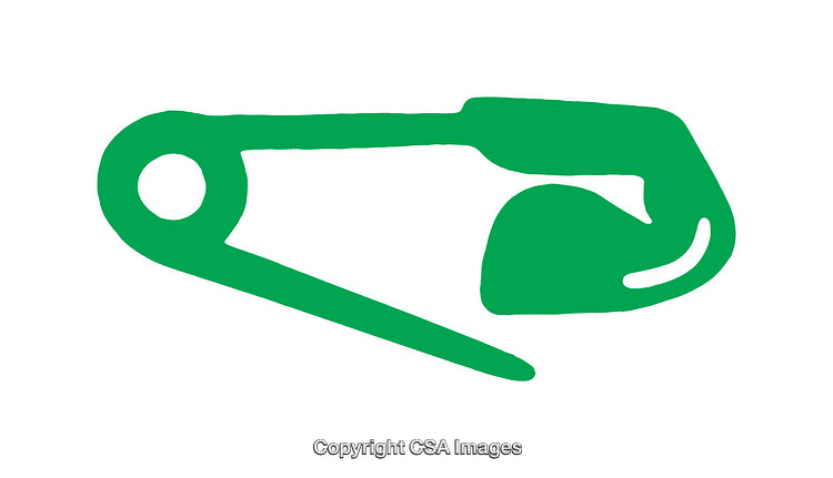 Minimal Green Safety Pin Icon on a White Background