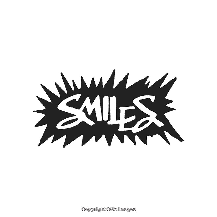 Stylized Black Typography Art Featuring The Word Smiles on a White Background