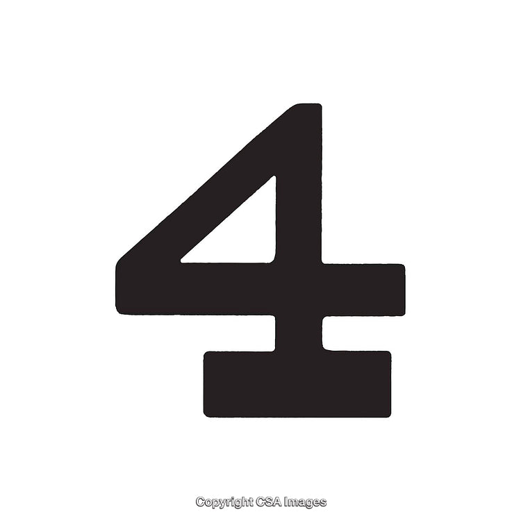 Bold Black Number Four on a White Background