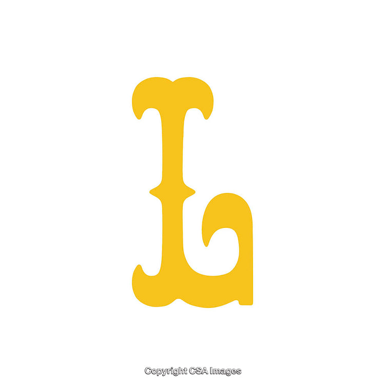 Stylized Yellow Letter L with an Artistic Design on White Background