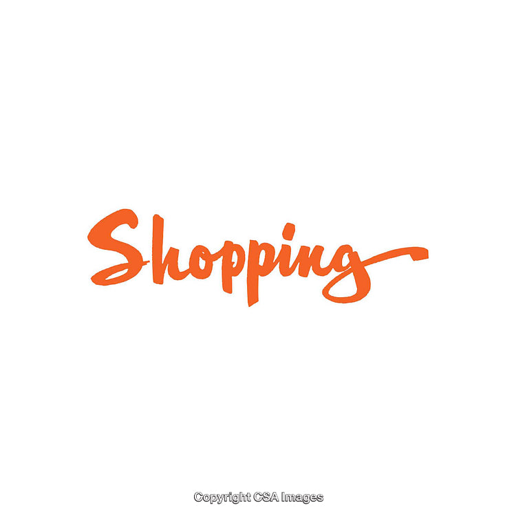 Stylish Handwritten Shopping Text Design in Vibrant Orange