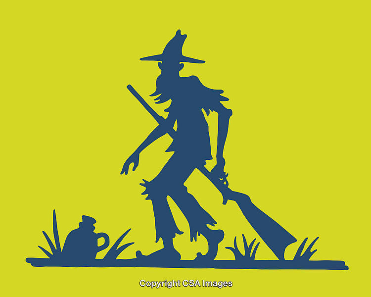 Silhouette Art of a Rustic Character Holding a Rifle