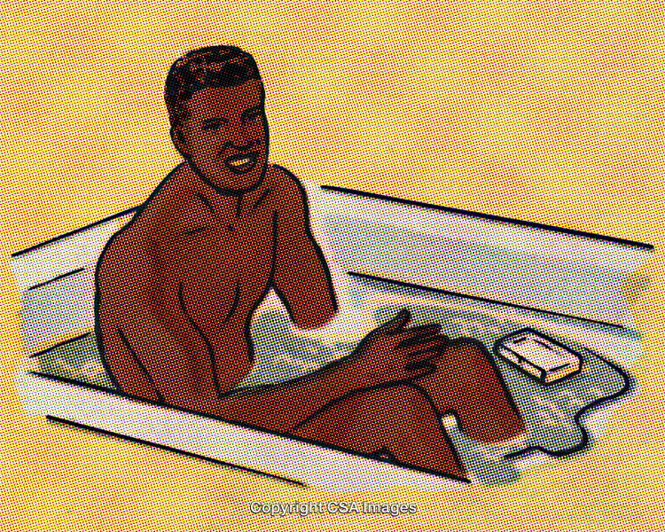Retro Style Pop Art of a Man Relaxing in a Bathtub
