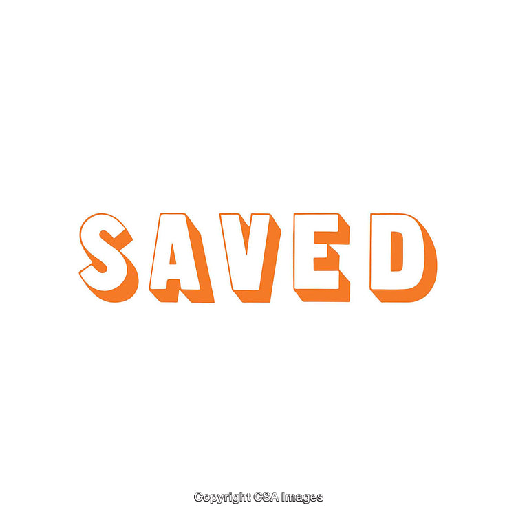 Bold Orange Text Display with 'Saved' in a 3D Style Typography