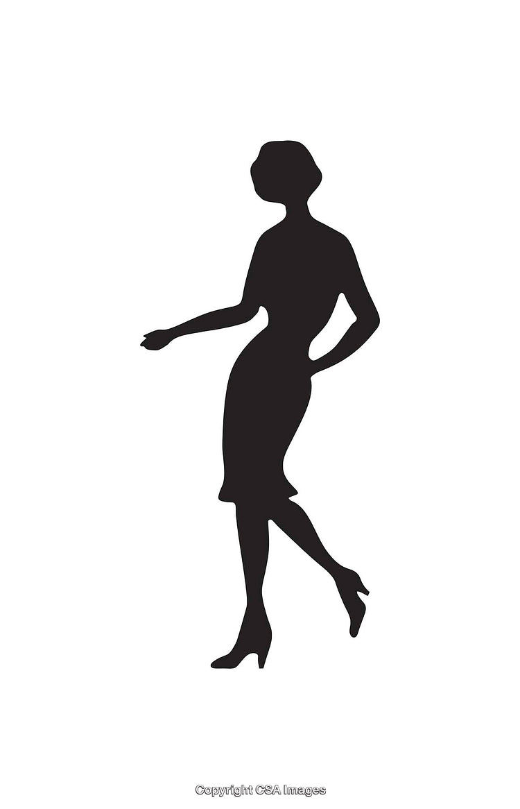 Silhouette of a Woman in an Elegant Pose on White Background