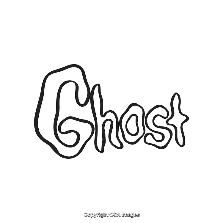 Hand-Drawn Ghost Text Illustration in Spooky Organic Typography Style