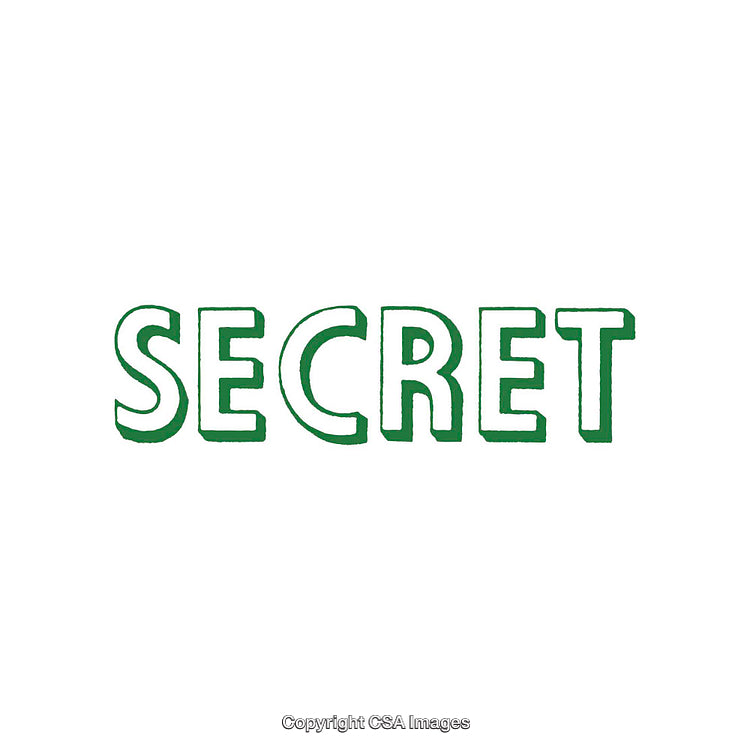 Bold Green Text Displaying the Word Secret on a White Background
