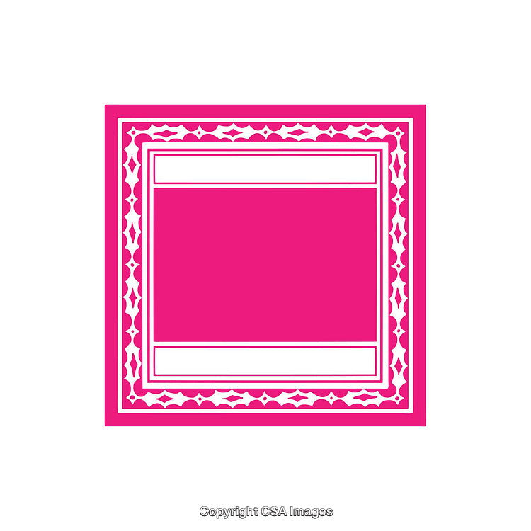 Geometric Pattern Frame Design in Pink and White with Ornate Details