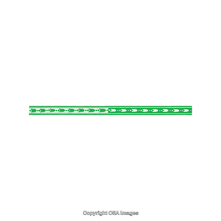 Green and White Ruler With Decorative Design on White Background