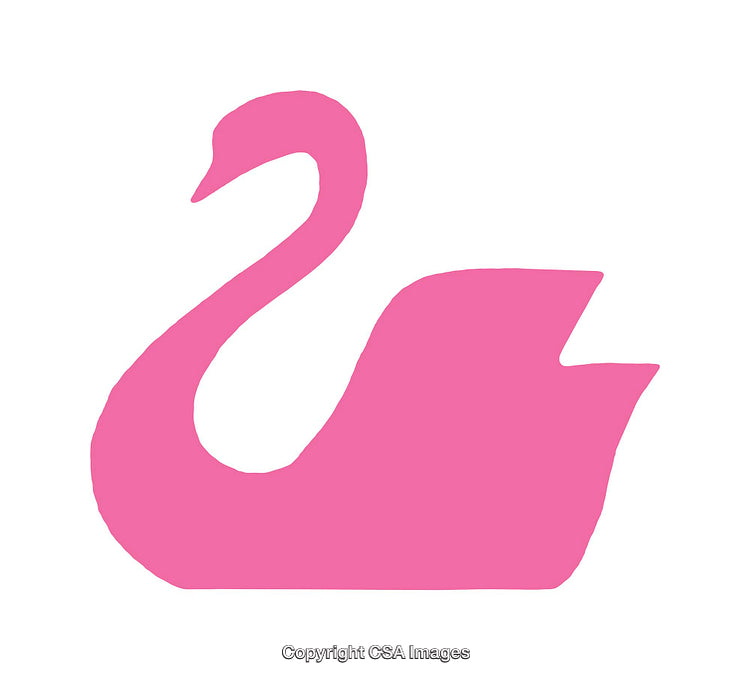 Pink Swan Silhouette on White Background in Minimalist Design.
