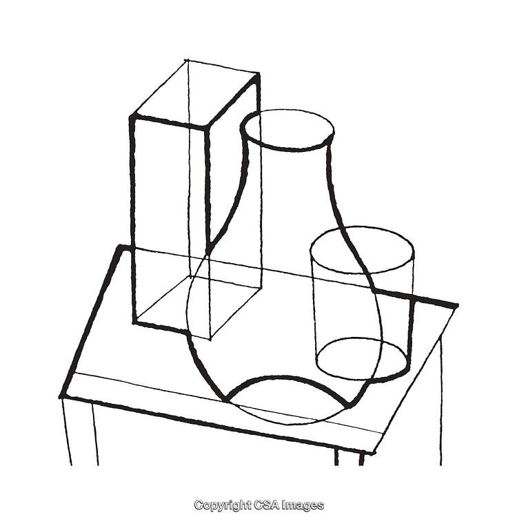 Abstract Black and White Diagram of Overlapping Geometric Shapes