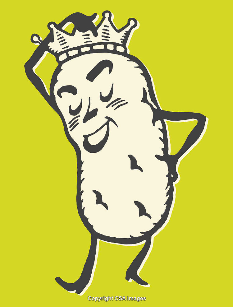 Cartoon Style Pickle Wearing a Crown on a Bright Green Background