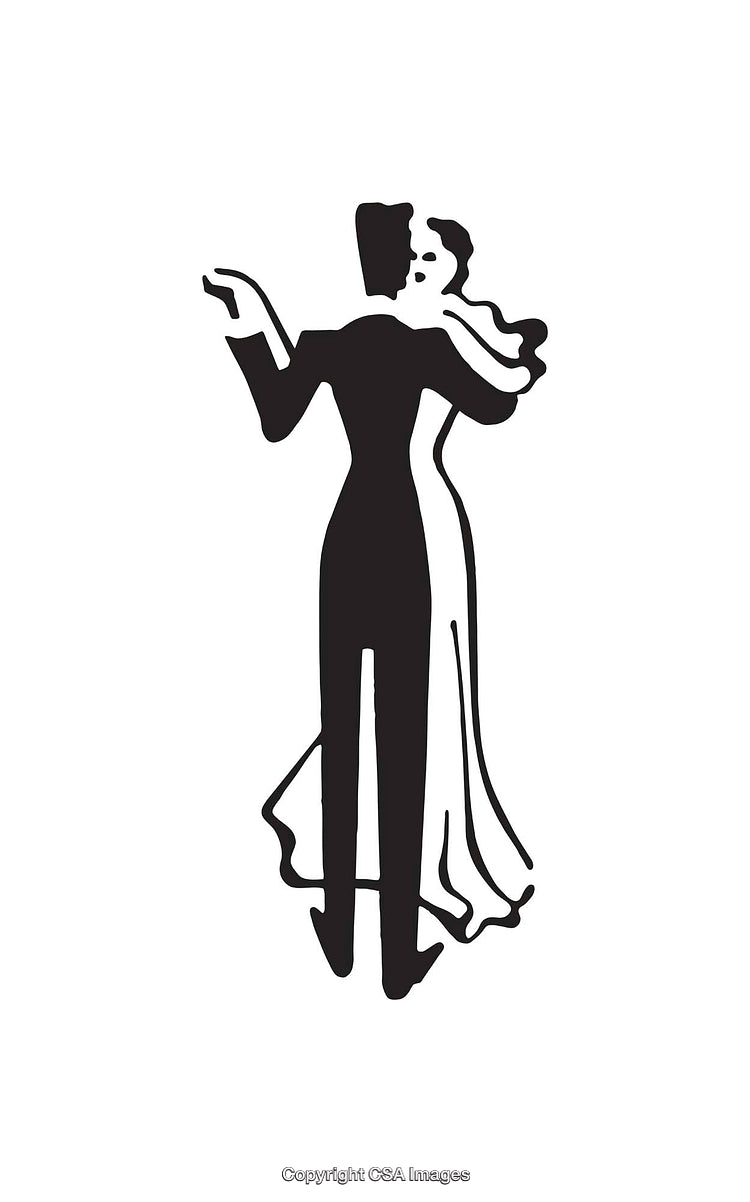 Silhouette of a Couple Embracing and Dancing Elegantly in Minimal Style