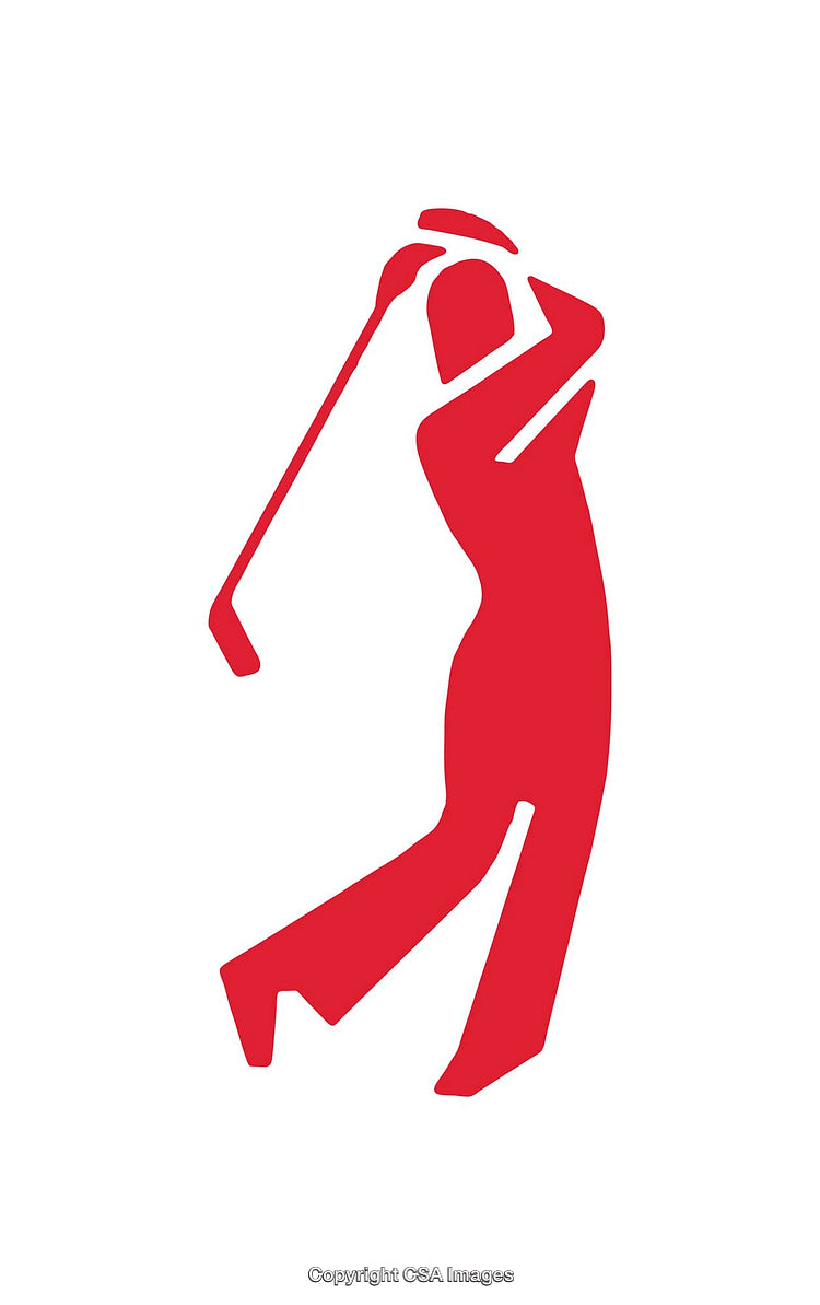 Red Silhouette Icon of a Golfer Executing a Swing