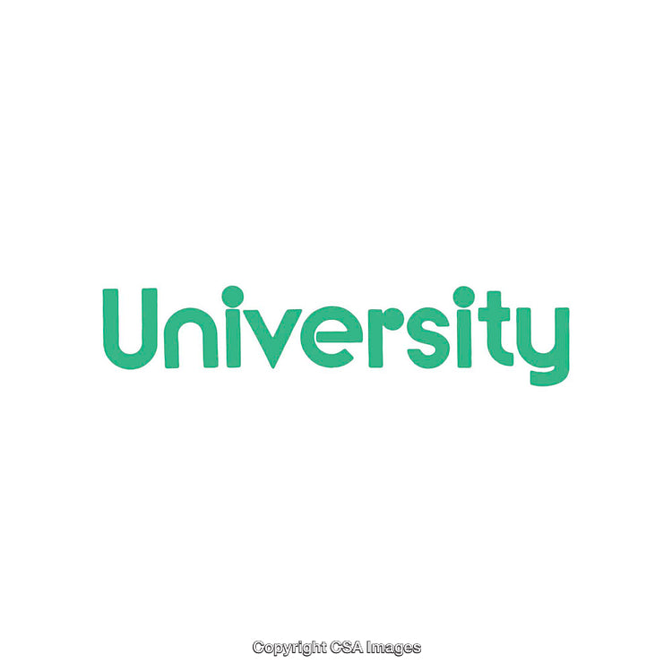 Green Text Displaying the Word University on a White Background