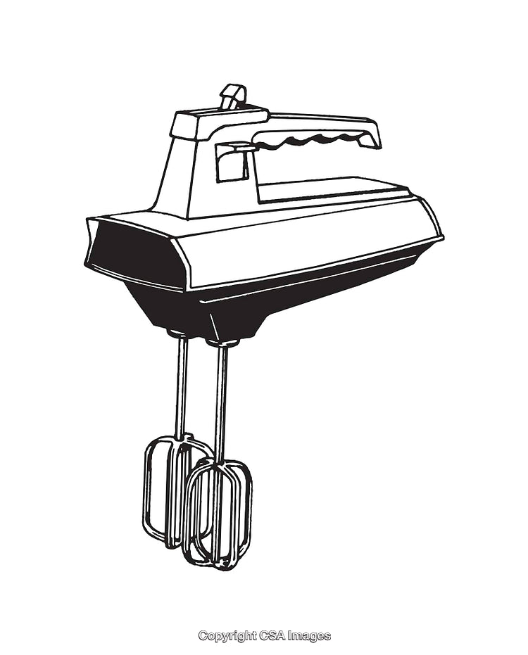 Vintage Line Art Illustration of a Kitchen Hand Mixer Appliance