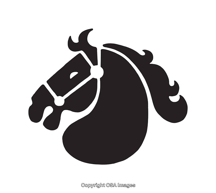 Elegant Black and White Horse Head Silhouette Line Art Design