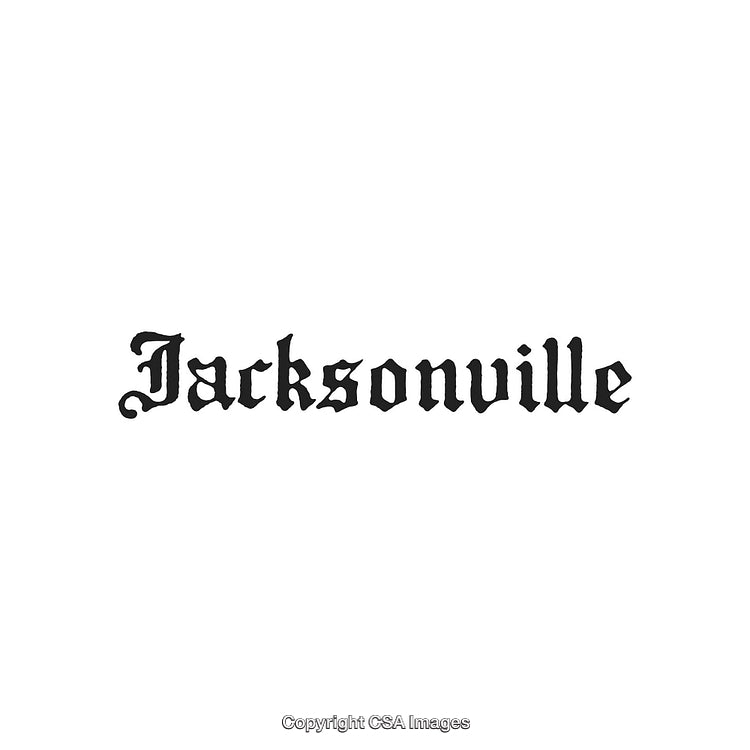 Jacksonville Text Design with a Distinctive Blackletter Style Typeface in Black