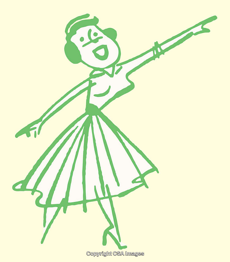 Colorful Line Art of a Cheerful Woman Gesturing Positively