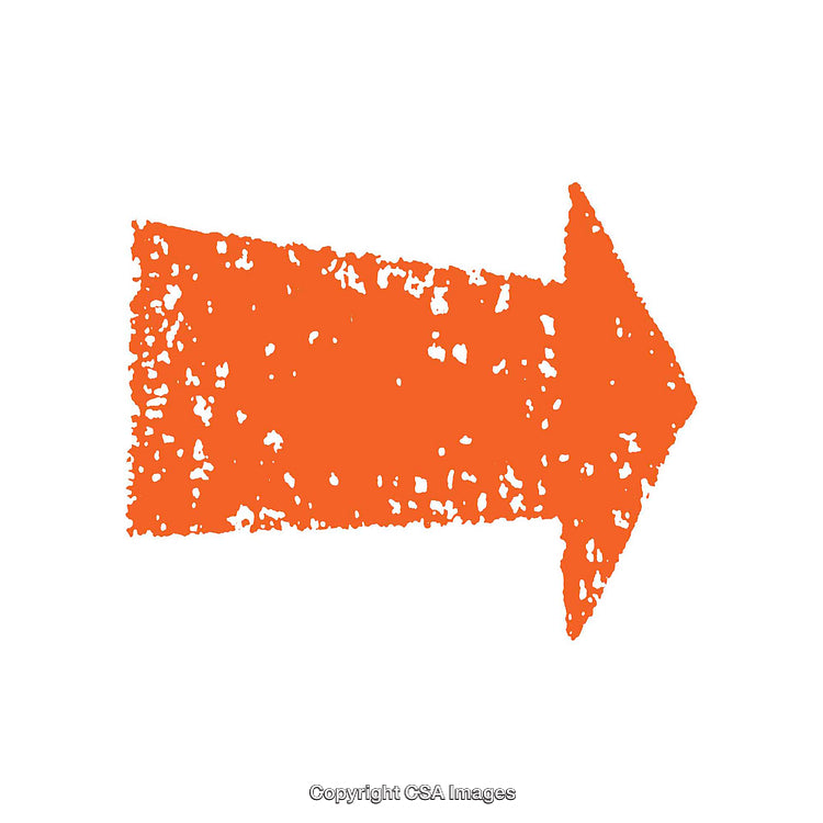 Bright Orange Grunge Textured Arrow Pointing Right on White Background
