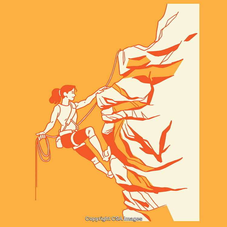 Woman Rock Climbing Illustration in a Bold Graphic Style