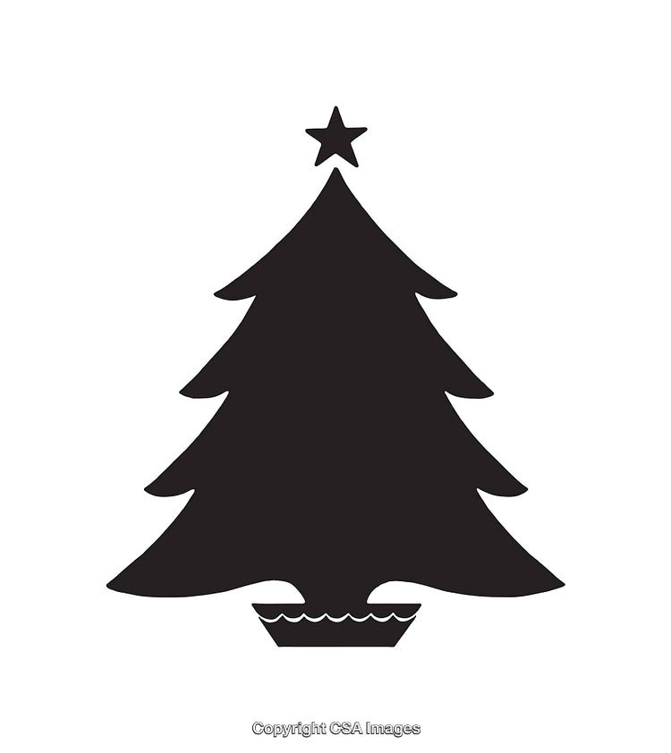 Black Silhouette Christmas Tree Icon Featuring Star In Minimalistic Style