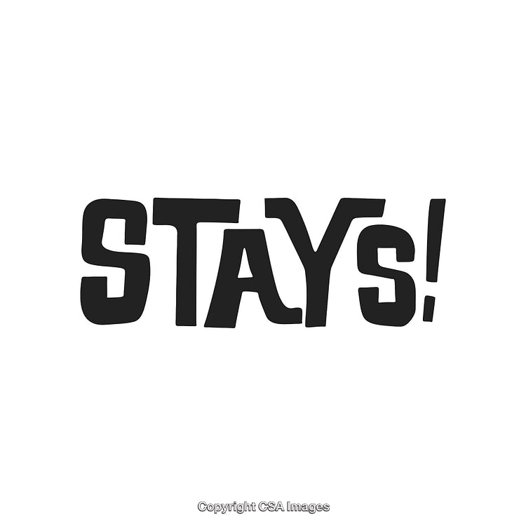 Bold Stylized Text Artwork Featuring the Word 'STAYS!' in Black Font