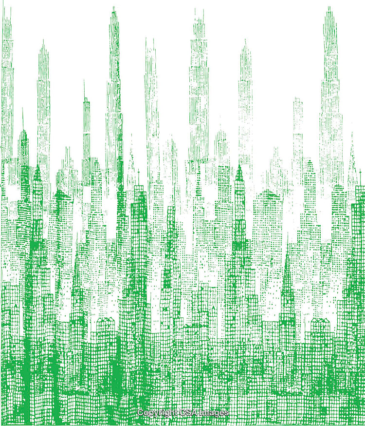 Abstract Green Cityscape Illustration Representing Sustainable Urban Development