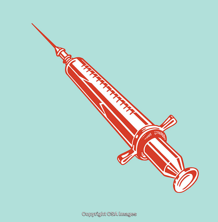 Retro Vector Illustration of a Medical Syringe on a Minimalist Background
