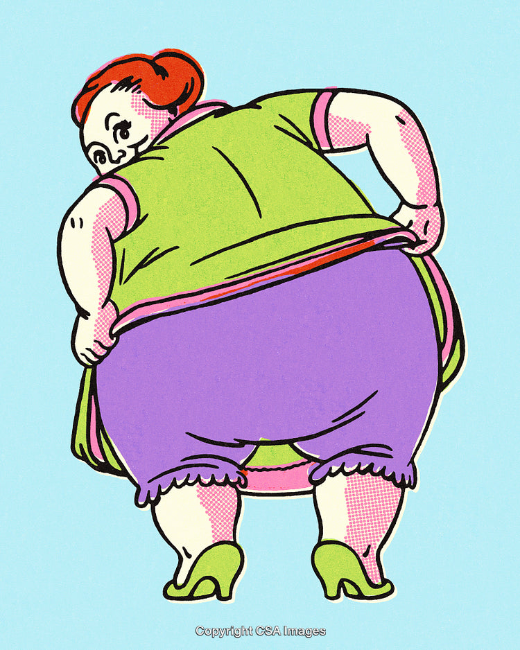 Pop Art Illustration of a Woman Adjusting Her Clothes With a Playful Expression