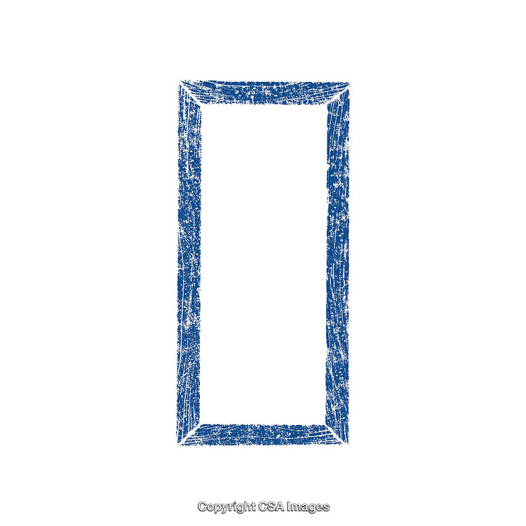 Grunge Textured Blue Rectangle Border on White Background