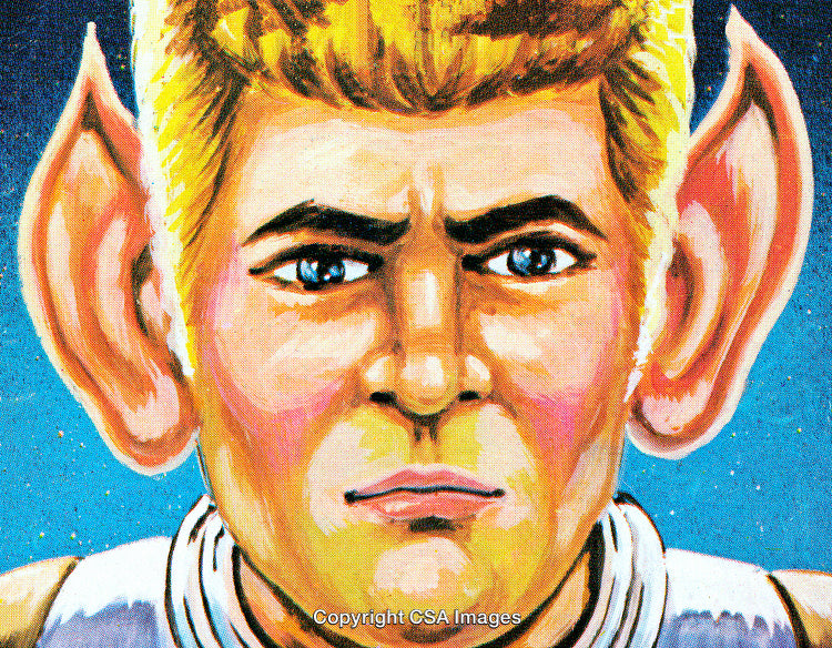 Vivid Portrait of a Blonde Character With Large Expressive Ears and Piercing Eyes