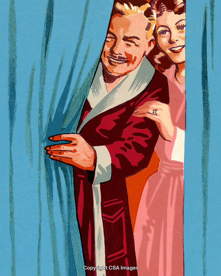 Happy Couple Enjoying a Moment Together in Vintage Illustration