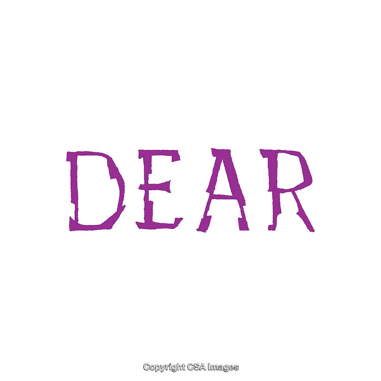 Purple Bold Text Spelling 'Dear' on a White Background