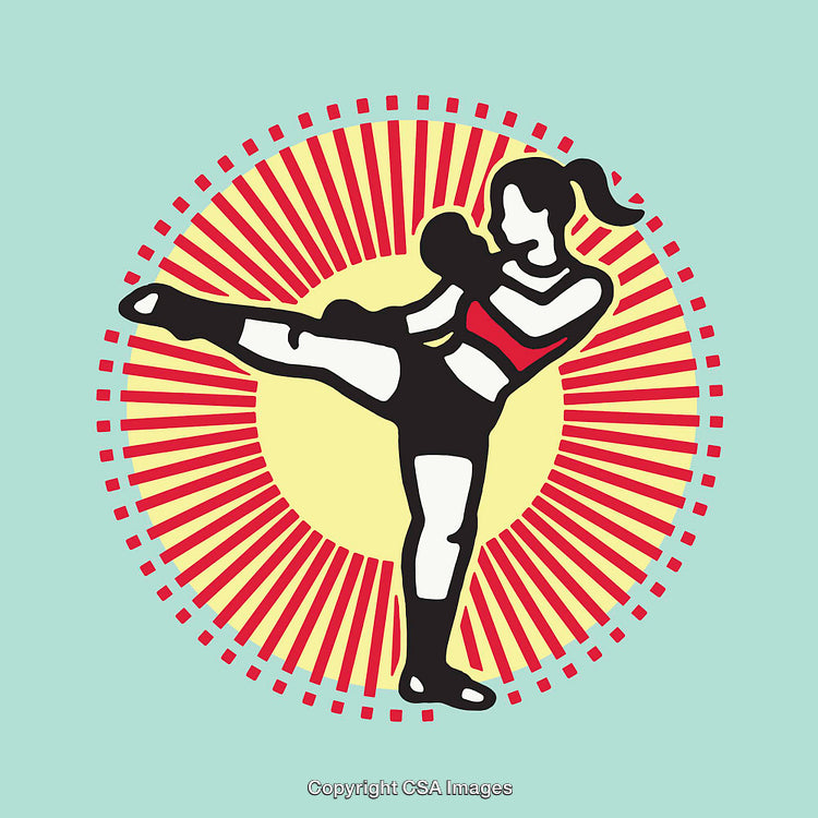Dynamic Colorful Kickboxing Illustration in Modern Artistic Style
